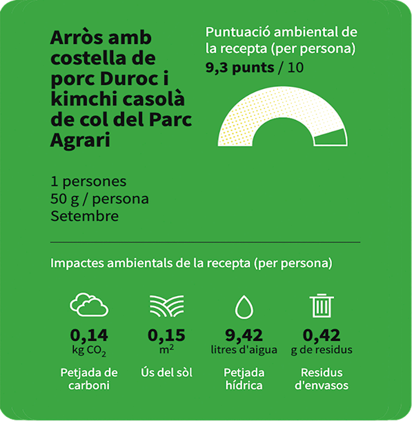 La puntuació ambiental de l'Arròs amb costella de porc Duroc del restaurant Casa Xica, és de 9,3 punts.