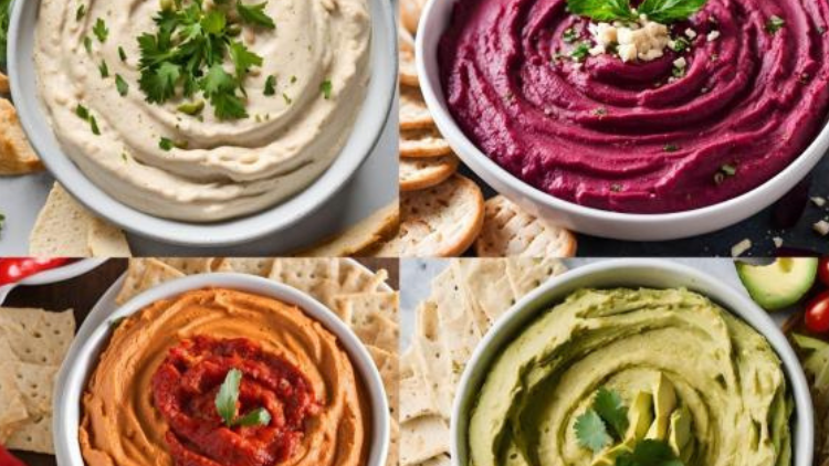 Collage d'hummus de colors